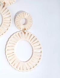 Fabric Raffia Double Disc Drop Earrings - link has visual effect only