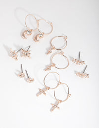 Rose Gold Celestial Sleeper 6-Pack Earring - link has visual effect only