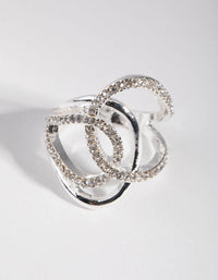 Silver Diamante & Metal Swirl Ring - link has visual effect only