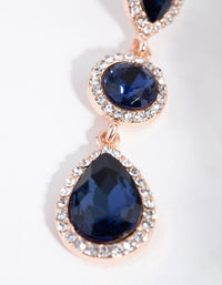 Rose Gold Circle Teardrop Diamante Drop Earrings - link has visual effect only