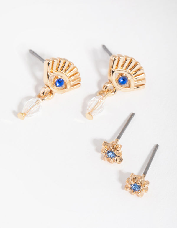 Gold Eye & Star Pack Stud Earring