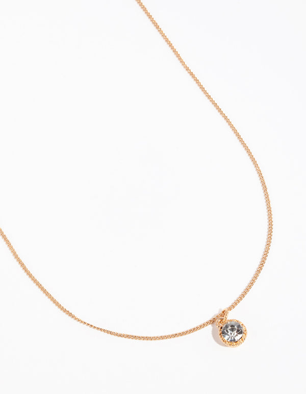 Gold Circular Diamante Pendant Necklace