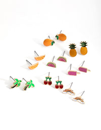 Gold Summer Fruit Enamel 8-Pack Earring - link has visual effect only