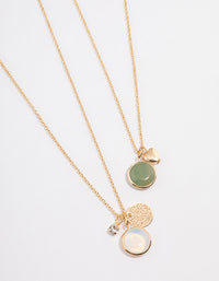 Gold & Green Semi-Precious Jingle Necklace Pack - link has visual effect only