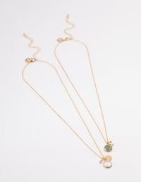 Gold & Green Semi-Precious Jingle Necklace Pack - link has visual effect only