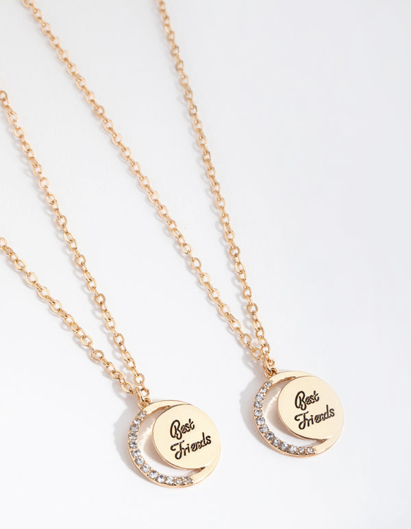 Gold Best Friend Crescent Moon Necklace Pack