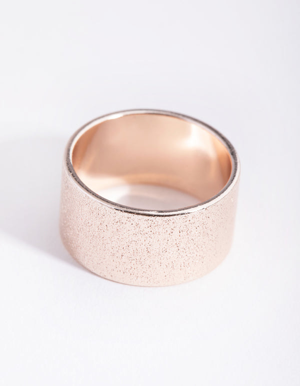 Rose Gold Textured Wide Band Ring