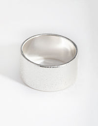 Silver Textured Wide Band Ring - link has visual effect only