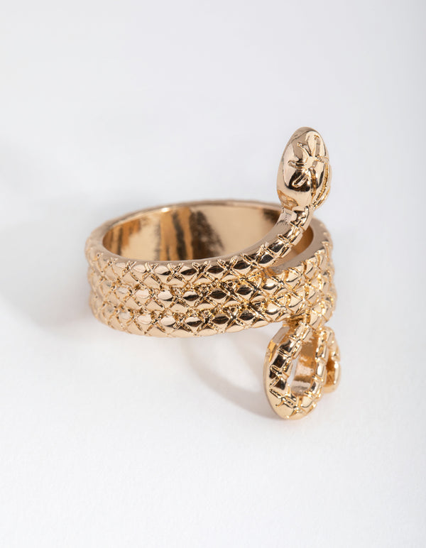 Gold Three Wrap Snake Ring