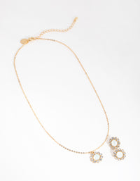 Gold Flower Stone Necklace & Earrings Set - link has visual effect only