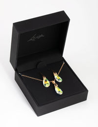 Gold Teardrop Necklace & Earrings Set - link has visual effect only