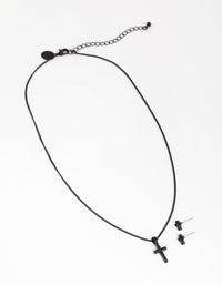 Black Diamante Cross Necklace & Earrings Set - link has visual effect only