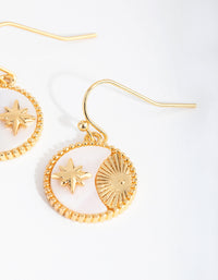 18ct Gold Plated Cubic Zirconia Shell Coin Earrings - link has visual effect only