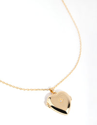 18ct Gold Plated Cubic Zirconia Heart Locket Necklace - link has visual effect only