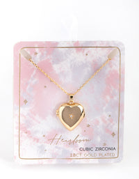 18ct Gold Plated Cubic Zirconia Heart Locket Necklace - link has visual effect only