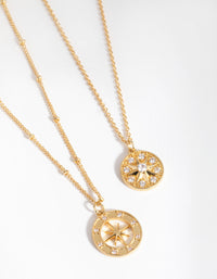 18ct Gold Plated Northern Star Necklace Set - link has visual effect only