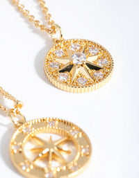 18ct Gold Plated Northern Star Necklace Set - link has visual effect only