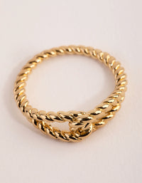 Gold Plated Twisted Knot Ring - link has visual effect only