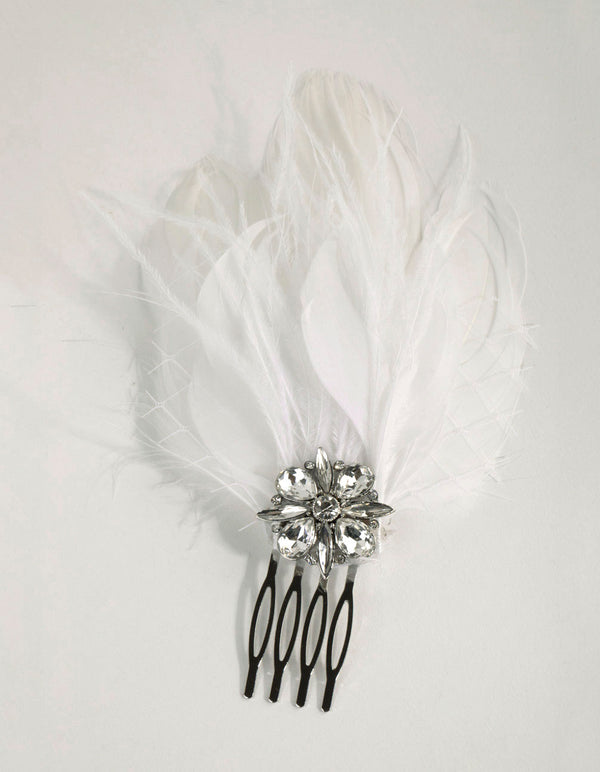 Vintage Broach Feather Comb