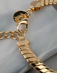 18ct Gold Plated Brass Flat Chain Bracelet - link has visual effect only