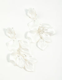 Matte White Petal Drop Earrings - link has visual effect only