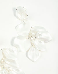 Matte White Petal Drop Earrings - link has visual effect only