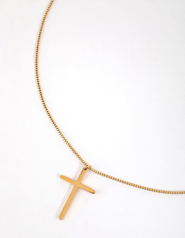 Gold Plated Surgical Steel Cross Necklace