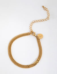 Gold Plated Surgical Steel Fancy Curb Chain Bracelet - link has visual effect only