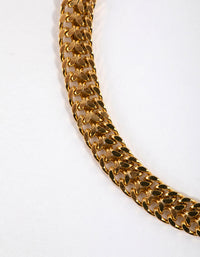 Gold Plated Surgical Steel Fancy Curb Chain Bracelet - link has visual effect only