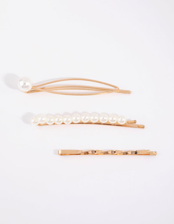 Gold Pearl & Twist Clip Pack