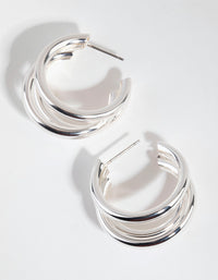 Silver Triple Loop Hoop Earrings - link has visual effect only