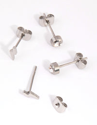 Surgical Steel Lightning Bolt Stud Earring Set - link has visual effect only