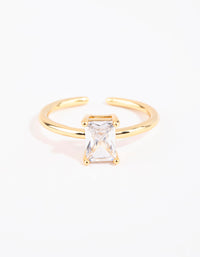 Gold Emerald Cut Cubic Zirconia Ring - link has visual effect only