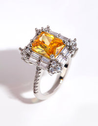 Silver Radiant Citrine Cubic Zirconia Ring - link has visual effect only