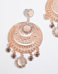 Rose Gold Disc Blush Catseye Chandbali Earrings - link has visual effect only