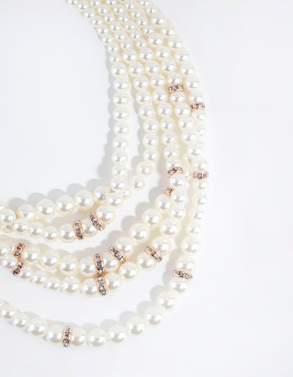 Rose Gold Layered Pearl Necklace