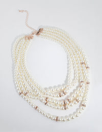 Rose Gold Layered Pearl Necklace - link has visual effect only