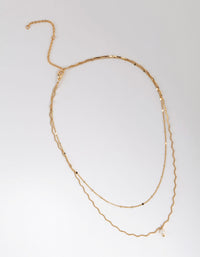 Gold Plated Wave Chain & Freshwater Pearl Layered Necklace - link has visual effect only