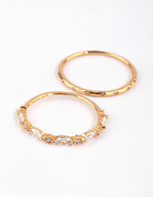 Gold Plated Sterling Silver Marquise Ring Set