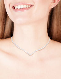 Silver Cubic Zirconia Cupchain Point Necklace - link has visual effect only