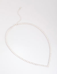 Silver Cubic Zirconia Cupchain Point Necklace - link has visual effect only