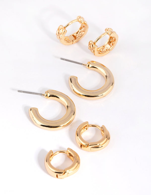 Gold Mixed Earring Hoop Pack