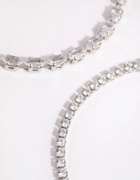 Rhodium Diamond Simulant Mixed Stone Bracelet Set - link has visual effect only