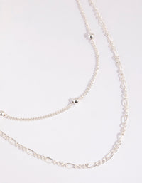 Silver Figaro Layered Necklace - link has visual effect only