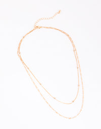 Gold Fine & Figaro Layered Necklace - link has visual effect only