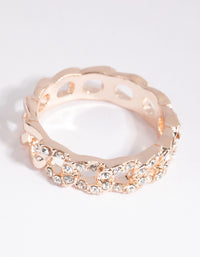 Rose Gold Diamante Link Ring - link has visual effect only