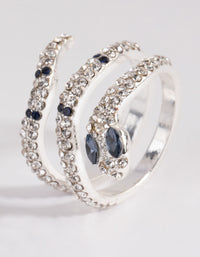 Silver Diamante Blue-Eyed Snake Ring - link has visual effect only