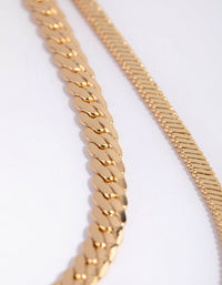 Gold Plated Herringbone & Snake Layered Necklace - link has visual effect only