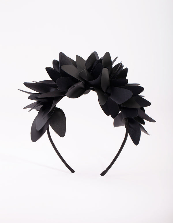 Black Statement Petal PU Leather Headband