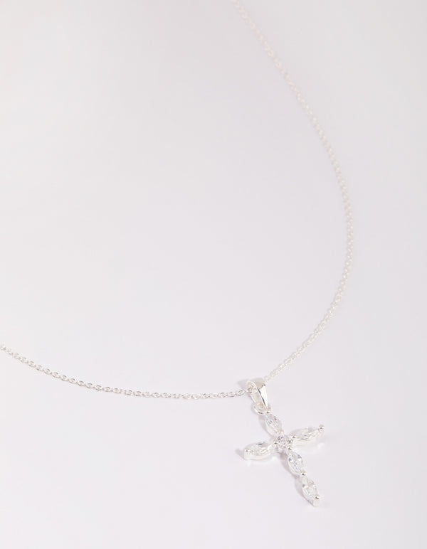 Sterling Silver Cubic Zirconia Cross Necklace